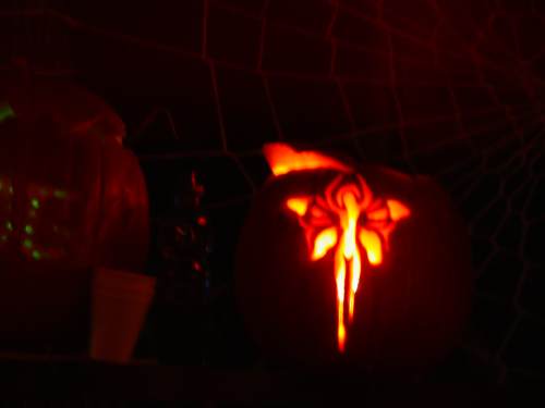 The Grog pumpkin is visible on the left - it contained a mulled cider beverage and featured lighting...and to the right - a neat faerie 